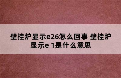 壁挂炉显示e26怎么回事 壁挂炉显示e 1是什么意思